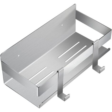 YMYNY Étagère de Douche, Étagère Salle de Bain Acier Inoxydable Panier de Doucheavec 2 Crochets Amovibles (Argent)