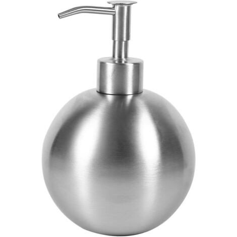 YMYNY Flüssigseifenspender, 500 ml, für Lotion und Shampoo, rund, Edelstahl, manuell nachfüllbar, Pumpflasche, ideal für Küche und Badezimmer