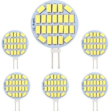 YMYNY G4 LED 3 W AC12–24 V 300 lm Kaltweiß 6000 K 24 x 5730 SMD, entspricht 30 W Halogenlampen, nicht dimmbar, runde G4-LED-Lampe für Schrankbeleuchtung, Einbauleuchten, 6er-Pack