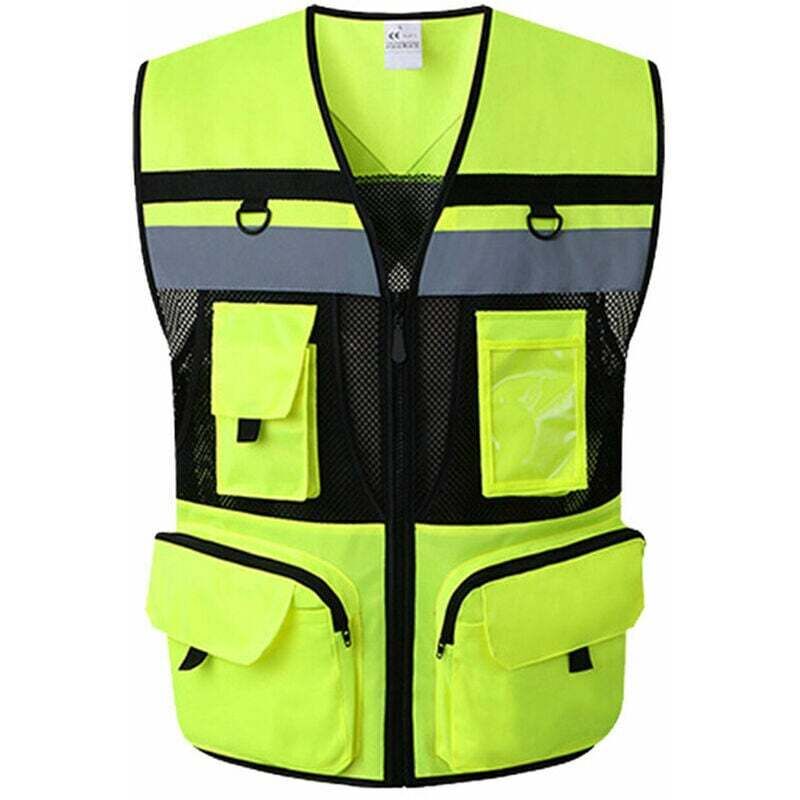 Gilet de sécurité réfléchissant haute visibilité Poche zippée Gilets de sécurité Doublure en maille Respirant, doux pour la peau et résistant à