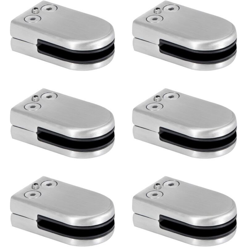 Glass Clamp, Stainless Steel Glass Clamp 6-8mm Glass Clamp Brackets Adjustable Glass Clamp Flat Back Connection for Balustrades Stair Handrail 6pcs