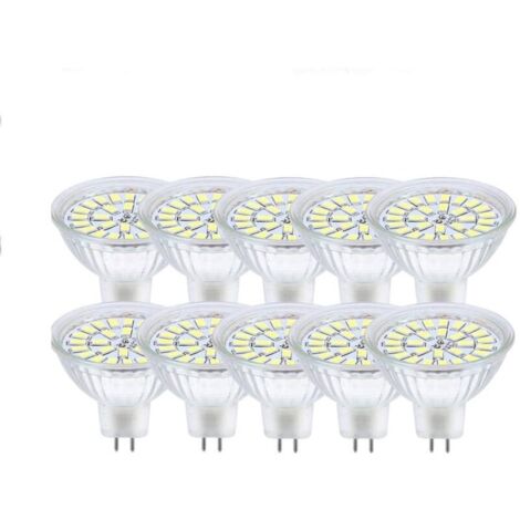 YMYNY GU5.3 LED bulb, cool white 6000 K, MR16 LED 12 V, 3 W, equivalent to 30 W halogen, non-dimmable LED spot bulbs, 10 pieces [energy class F]