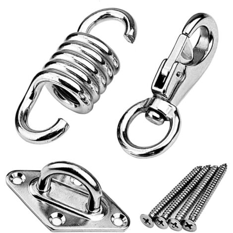 YMYNY Hängematten-Deckenhaken, 7-teiliges Hängematten-Aufhängeset, Wandhalterung, Hängesesselhaken, Edelstahl-Schaukelstuhl-Aufhängungsfederset, für Hängematten-Hängelampe