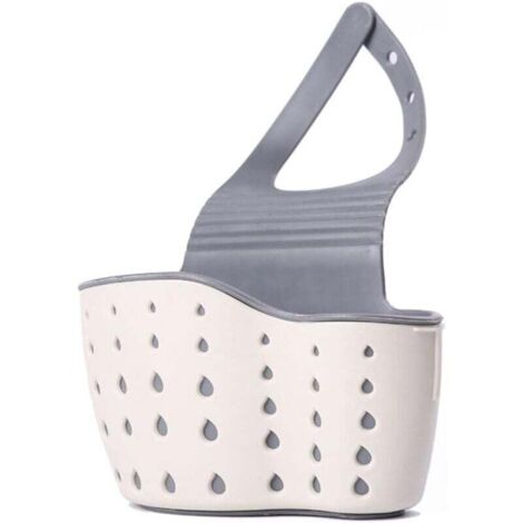 YMYNY Hängendes Küchenspülenregal, Schwamm-Aufbewahrungskorb, verstellbarer Wasserhahnhalter für die Spüle (Beige)
