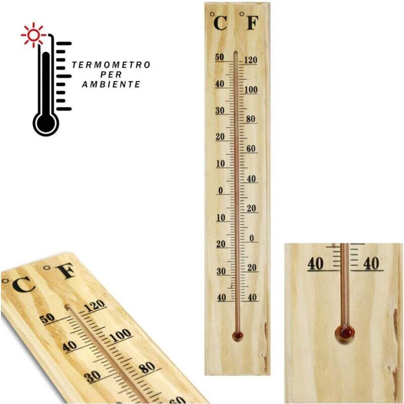 Image of YMYNY Holz-Wandthermometer für drinnen und draußen °C °F für Zuhause, Büro, Garten –