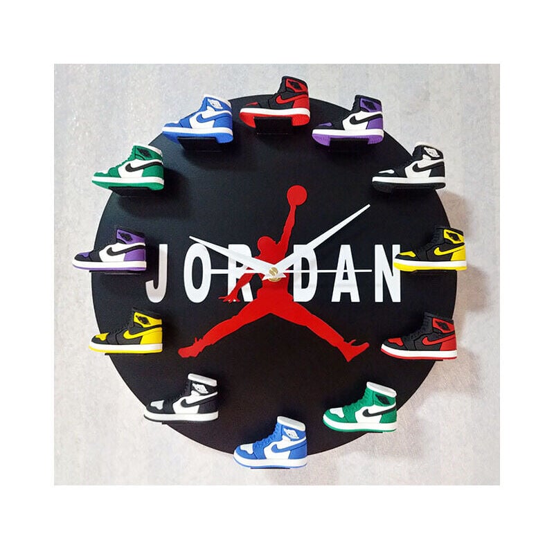 Horloge murale 30 cm AJ1-12, horloge à cadran pour la maison, le salon, la chambre, le bureau, le café, le bar, la décoration (jordan) - Ymyny