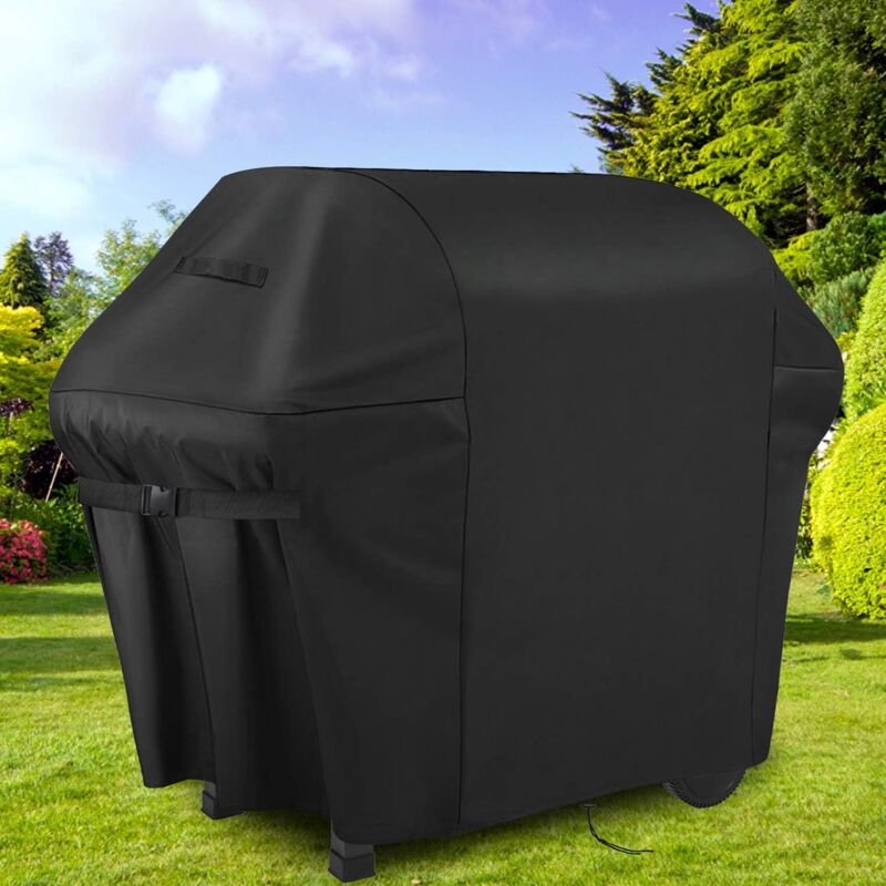 Ymyny - Housse de barbecue, bâche de barbecue, double couche imperméable 410D avec boucle fixe double face réglable, housse de barbecue Weber, bâche