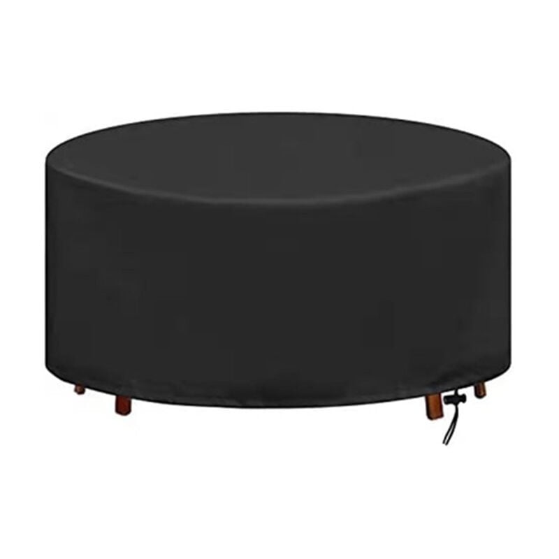 Housse de protection pour table ronde, imperméable, coupe-vent, housse de protection pour meubles, tissu Oxford, housse pour meubles de jardin (Ø180
