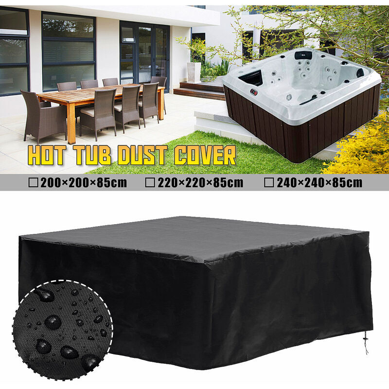 Housse de spa 220 x 220 x 85 cm, protège l'isolation électrique, housse de spa, noire - Ymyny