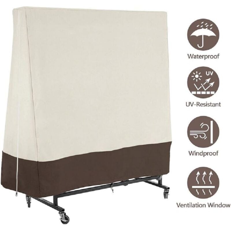 Housse de tennis de table en tissu Oxford imperméable pour intérieur et extérieur, beige et marron - Ymyny