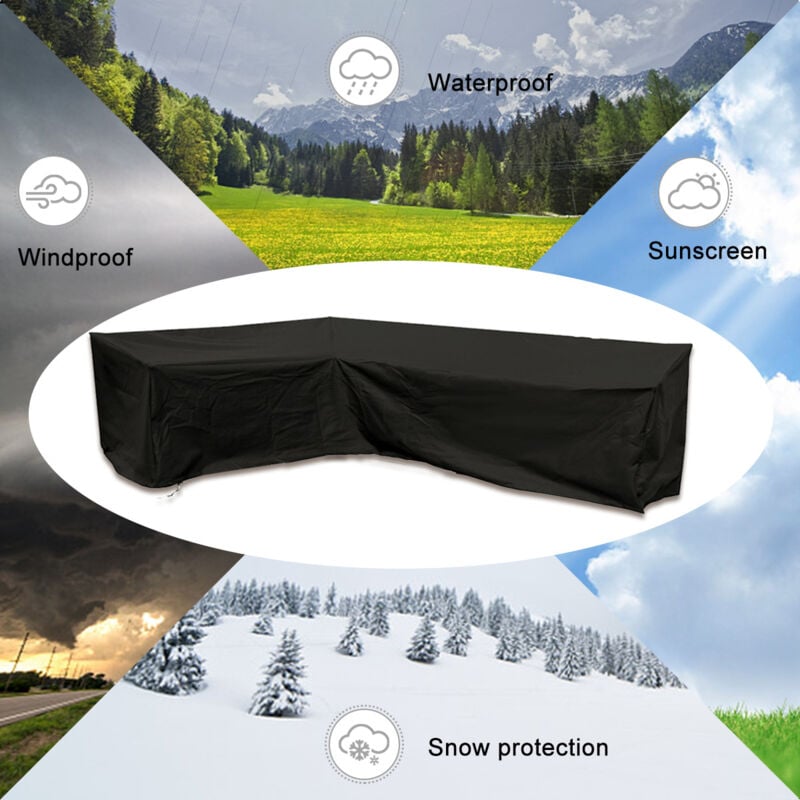 Housse pour canapé d'angle de jardin – 215 x 215 x 85 cm – h : 70 cm – imperméable et résistante aux rayons uv, au gel et au ternissement - Ymyny
