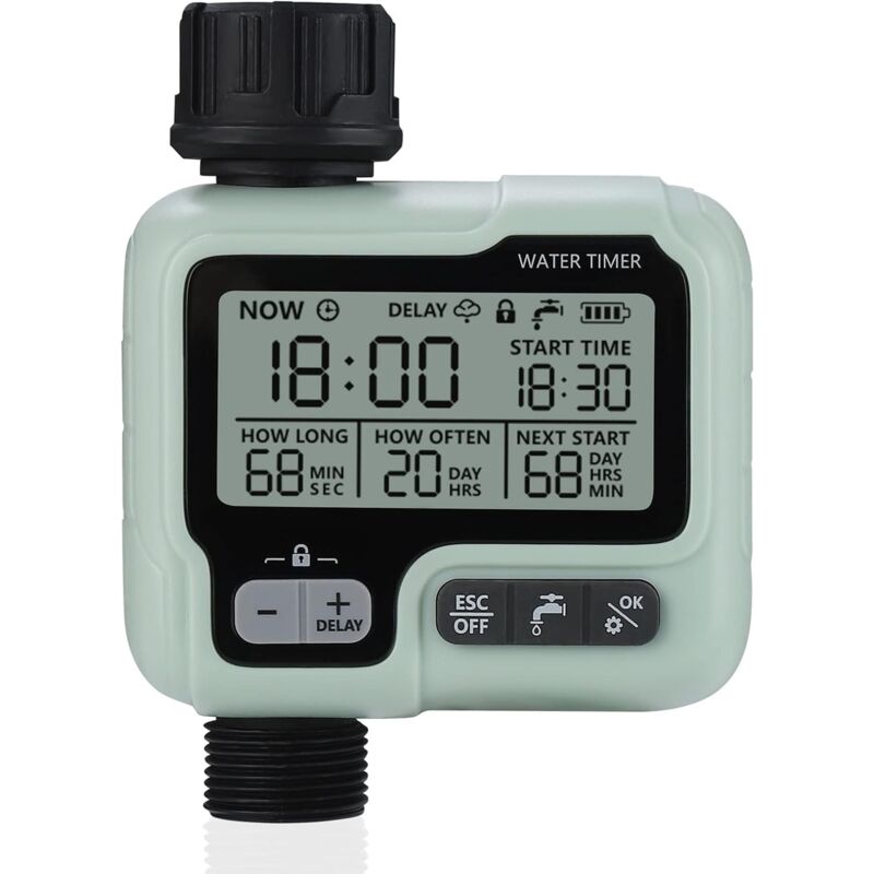 Johgee Minuterie d'arrosage automatique, minuterie d'irrigation goutte à goutte, étanche et utilisée à l'extérieur, plusieurs modes d'arrosage pour