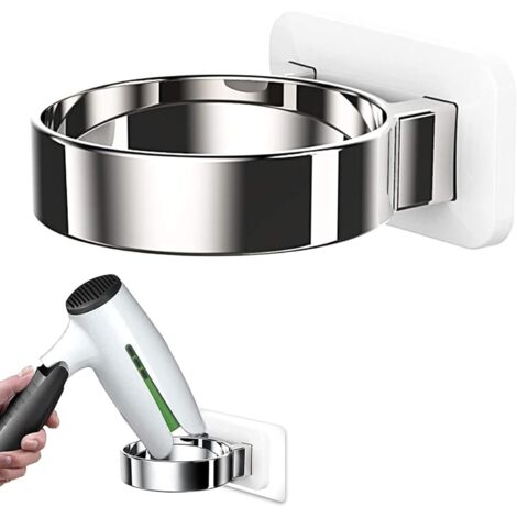YMYNY - Juego de 1 pieza para secador de pelo, soporte para secador de pelo, estante de baño, para baño y peluquería. Instalación autoadhesiva (blanco)