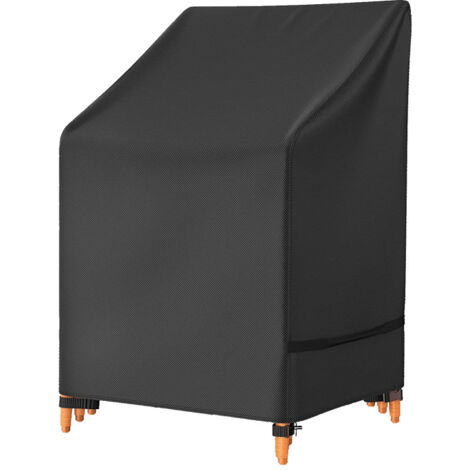 YMYNY - Juego de 2 fundas apilables para sillas de jardín (120 x 75 x 65 x 85 cm), tela Oxford 210D impermeable con cierre de cordón, resistente al viento y a los rayos UV, color negro