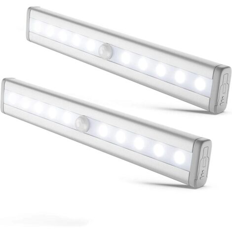 YMYNY - Juego de 2 luces LED nocturnas con sensor de movimiento, iluminación para armarios, tira de luces LED, autoadhesivas, funciona con pilas AAA (no incluidas)