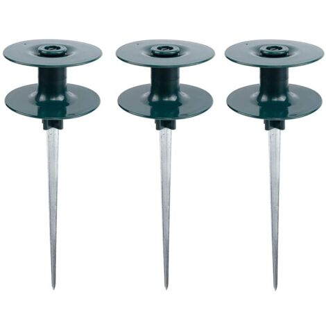 YMYNY - Juego de 3 guías para manguera de jardín, de zinc resistente y antioxidante, con estaca de metal verde oscuro para riego, guías para manguera de agua, guía de estaca de zinc