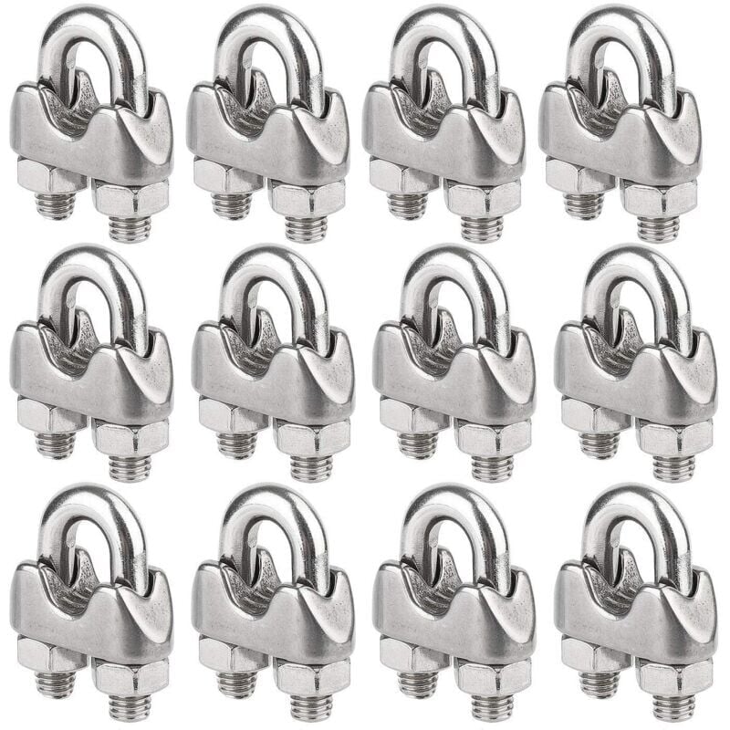 Image of Ymyny - Kabelklemmen aus Edelstahl, M4, für Kabel mit 4 mm Durchmesser, 12 Stück