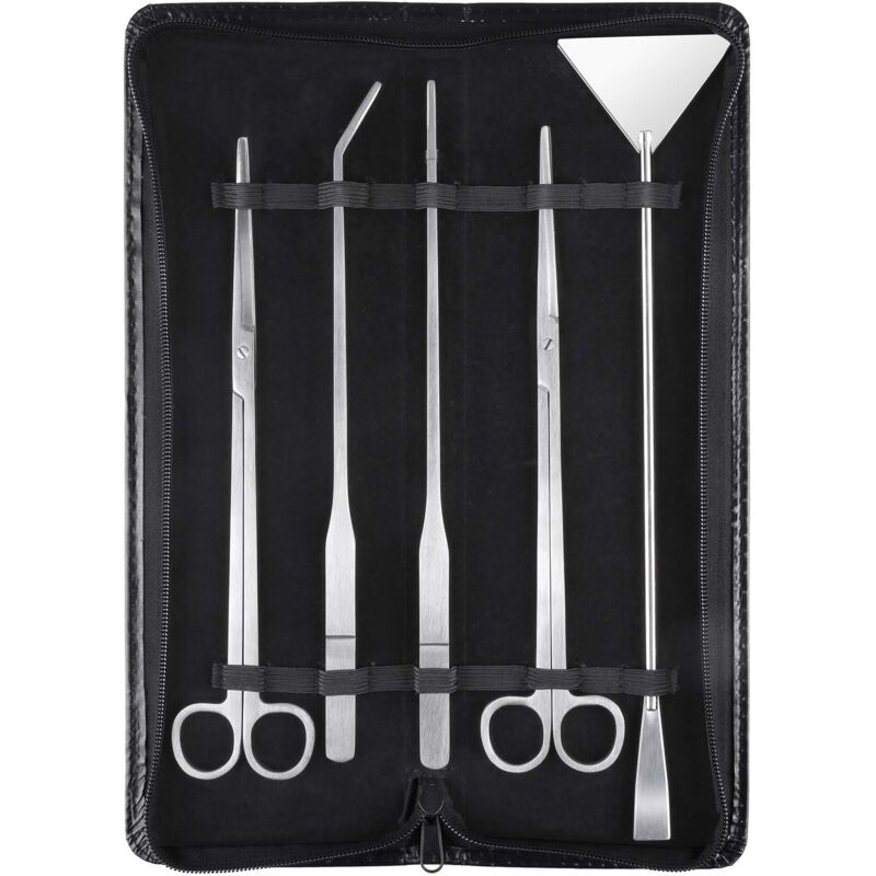 YMYNY Kit d'aquascaping pour aquarium 5 en 1 en acier inoxydable pour aquarium, outils pour plantes aquatiques, pinces, ciseaux, spatule