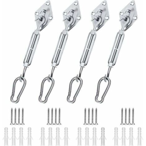 YMYNY Kit de Fixation Voile d'ombrage, Kit de Fixation pour Voile de Jardin pour Voile D'ombrage en Acier Inoxydable 304 pour Triangle Carré Rectangle et Triangulaires (44 pièces)