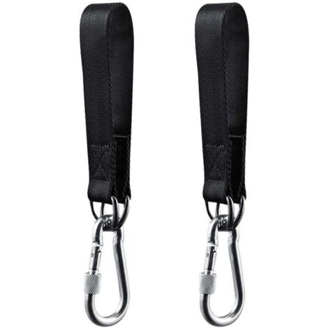 YMYNY Kit de Suspension Noir pour Balançoire 2 Pièces, Sangles pour Balançoire de Jardin, Hamac ou Siège Suspendu, avec 2 Mousquetons de Charge Lourde et Anneaux D
