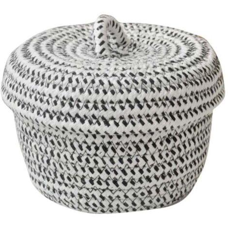 YMYNY Kleiner Aufbewahrungskorb mit Deckel, Aufbewahrungsbox aus natürlichem Baumwollseil, für Kinderzimmer, Babyspielzeugkorb