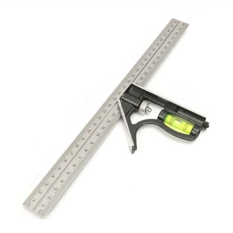 YMYNY Kombinationswinkel mit Wasserwaage aus Aluminium, 45°/90° Winkel, 300 mm