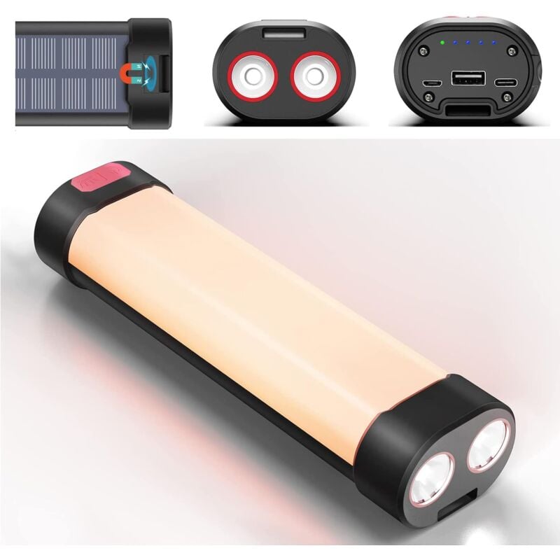 Lampe de camping led, lanterne de camping rechargeable avec base magnétique, étanche et câble usb - Ymyny