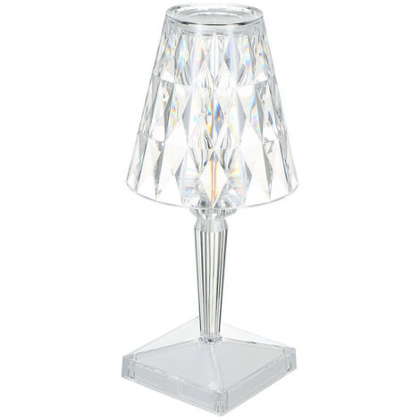 YMYNY Lampe de table diamant en acrylique avec contrôle tactile 3 couleurs de lumière, luminosité réglable Lampe de chevet en cristal, rechargeable par USB