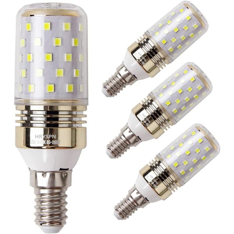 Led Corn Bulb, E14, 12W, Candelabra Bulbs, 100W Equivalent, 1100lm, Cool White 6000K, Decorative led Chandelier Bulbs, Non-Dimmable (4-Pack) [Energy