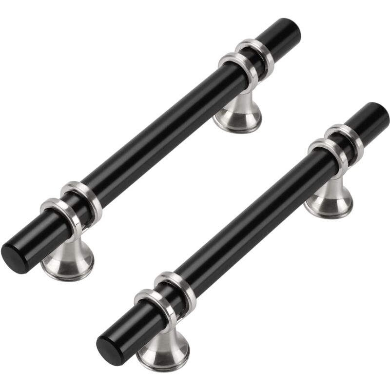 Lot de 10 poignées d'armoire de cuisine, poignées de meubles, 96 mm, poignées en acier inoxydable, meubles noirs, poignées de porte, poignées
