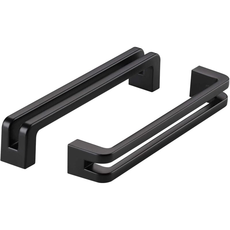 Lot de 10 poignées de meuble noires - longueur 135 mm (espacement des trous : 128 mm) Poignées de meuble noires Poignées pour armoires de cuisine