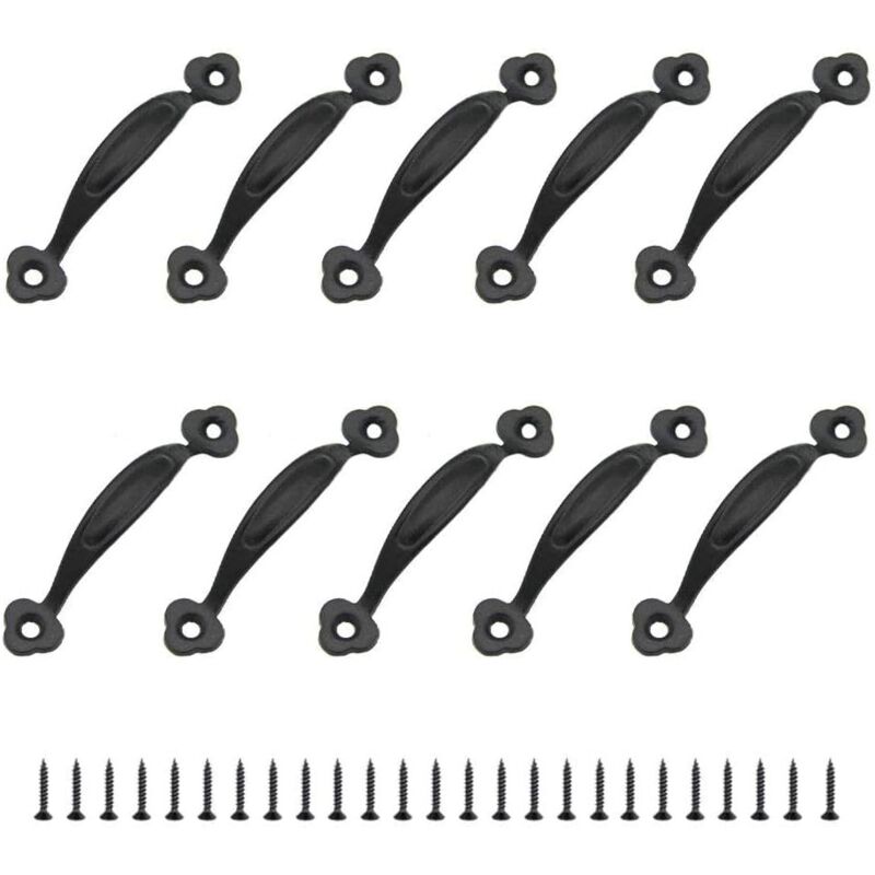 Lot de 10 poignées de meuble rétro, style rustique, en alliage de zinc, pour cuisine, porte de grange, jardin, abri de jardin, tiroir, armoire en