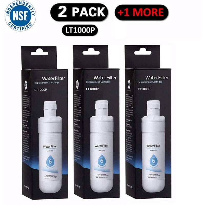Aiperq - ymyny Lot de 3 LT1000P2 Filtre à eau de rechange pour réfrigérateur 6 mois/200 gallons, blanc.