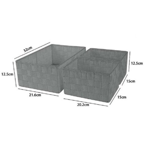 YMYNY Lot de 3 paniers de rangement rectangulaires en tissu pour salle de bain, gris 69827 -