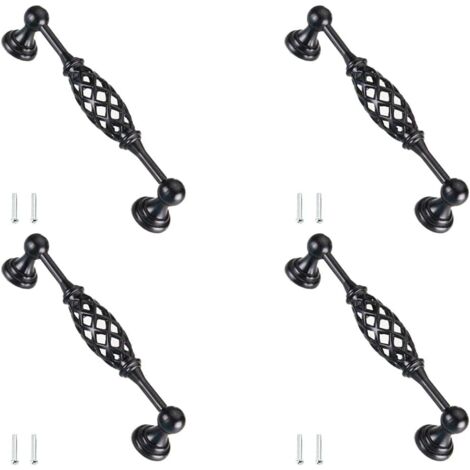 YMYNY Lot de 4 poignées de tiroir traditionnelles, poignées de porte en forme de cage à oiseaux en métal, poignée en arc antique avec vis, espacement des trous 128 mm, pour tiroirs,décoration d'hôtel