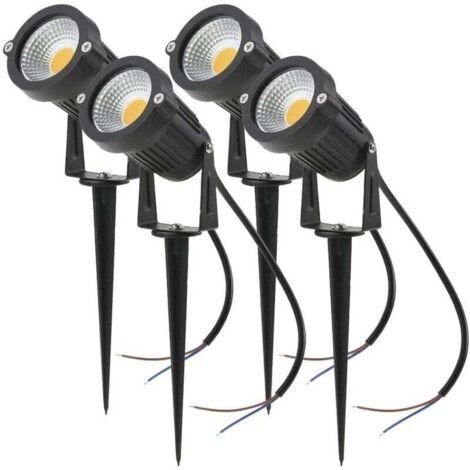 YMYNY Lot de 4 Spot LED Cob 5W 220V Spots Jardin Orientables avec Piquet Luminaires Extérieur Jardin Terrasse（Blanc chaud）