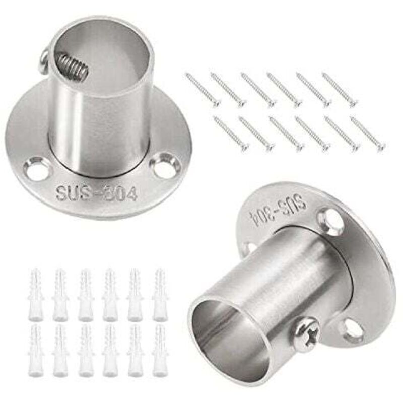 YMYNY Lot de 4 supports de tringle de penderie pour tube de 22 mm, en acier inoxydable argenté, pour douche