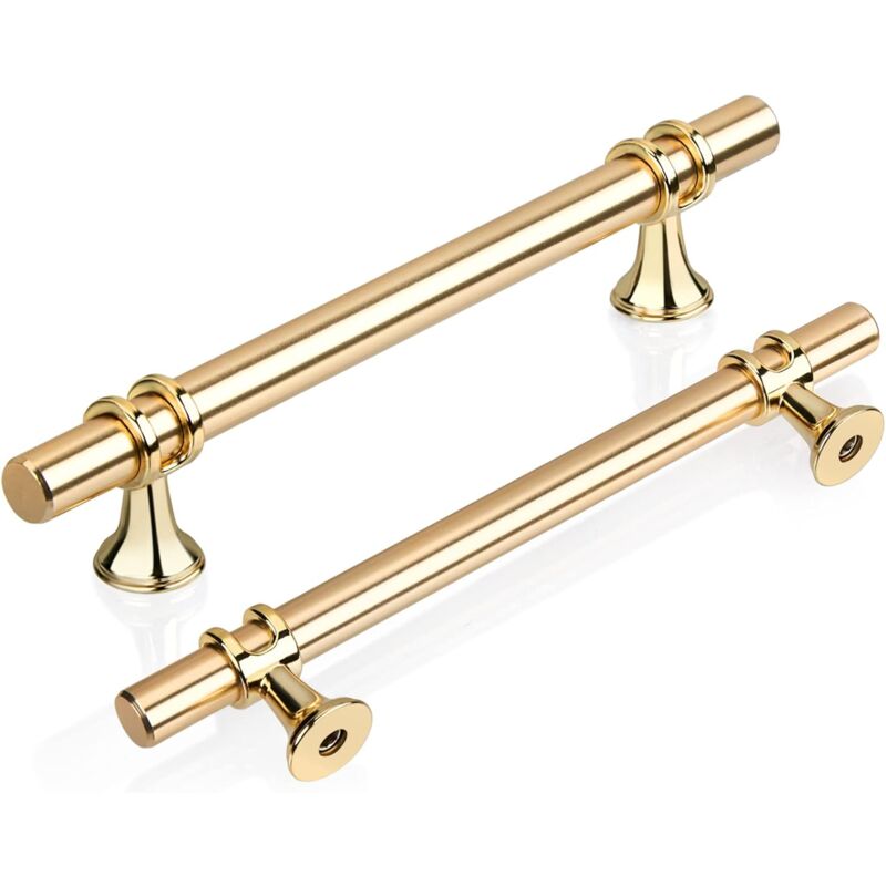 Lot de 6 boutons de meubles en forme de t, 128 mm, boutons de porte de cuisine de couleur dorée, poignées d'armoires de cuisine, poignées de tiroir,