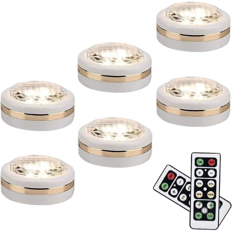 Lot de 6 lampes led sans fil avec télécommande - Ymyny