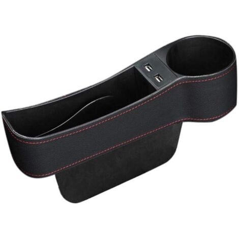 YMYNY Lückenfüller für Autositze, Premium-Konsolen-Seitentaschen-Organizer mit USB-Aufladung, multifunktionaler Autokonsolen-Seiten-Organizer mit Getränkehalter