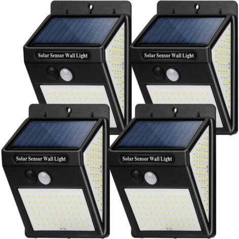 YMYNY Lumiere Solaire Extérieur, Lampe Solaire Extérieur Détecteur de Mouvement, 3 Modes [4 Pack 144 LED] Etanche Eclairage Exterieur Solaire Sans Fil Lampe Mural D'extérieur pour Jardin [Classe énerg
