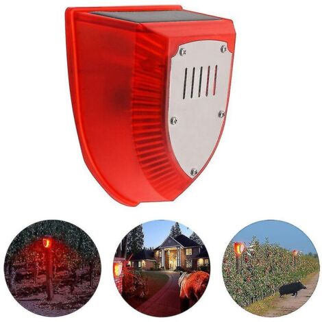 YMYNY Lumières d'alarme de sécurité solaire sons chien aboiement lumière sonore stroboscopique lampe d'avertissement pour l'extérieur