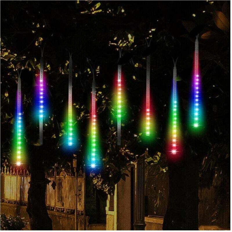 Lumières de Noël extérieures led effet pluie étoiles filantes météorites rvb - - Ymyny