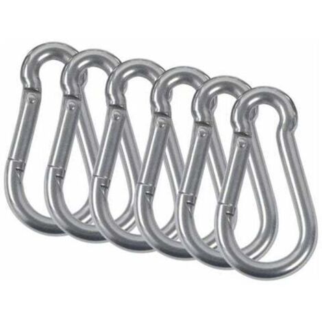 YMYNY M5 Mousquetons Acier Inoxydable 304 Mousqueton Pompier Ressort Avec Mousqueton De Fixation Pour Camping Randonnée Hamac Balancoire 6Pcs