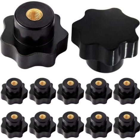 YMYNY M6-Sternknöpfe, M6-Innenschraube, Rändelgewinde-Anziehknopf, für mechanische Werkzeugmaschinenausrüstung, schwarzer Kunststoff, 10 Stück