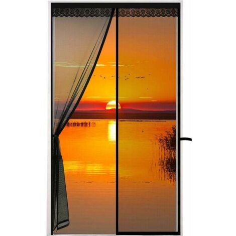 YMYNY Magnetische Fliegengittertür 120 x 220 cm – Schiebevorhang gegen Mücken  Magnetisches Fliegengitter mit Klettverschluss  Einfache Installation  Farbe: Schwarz