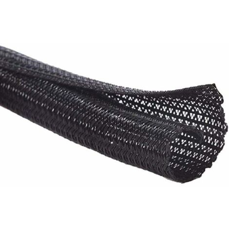 YMYNY Manchon de Cache Câble Réglable, 3m Range Gaine Câble Tressé en Pet，Diamètre 19-20 mm, Noir