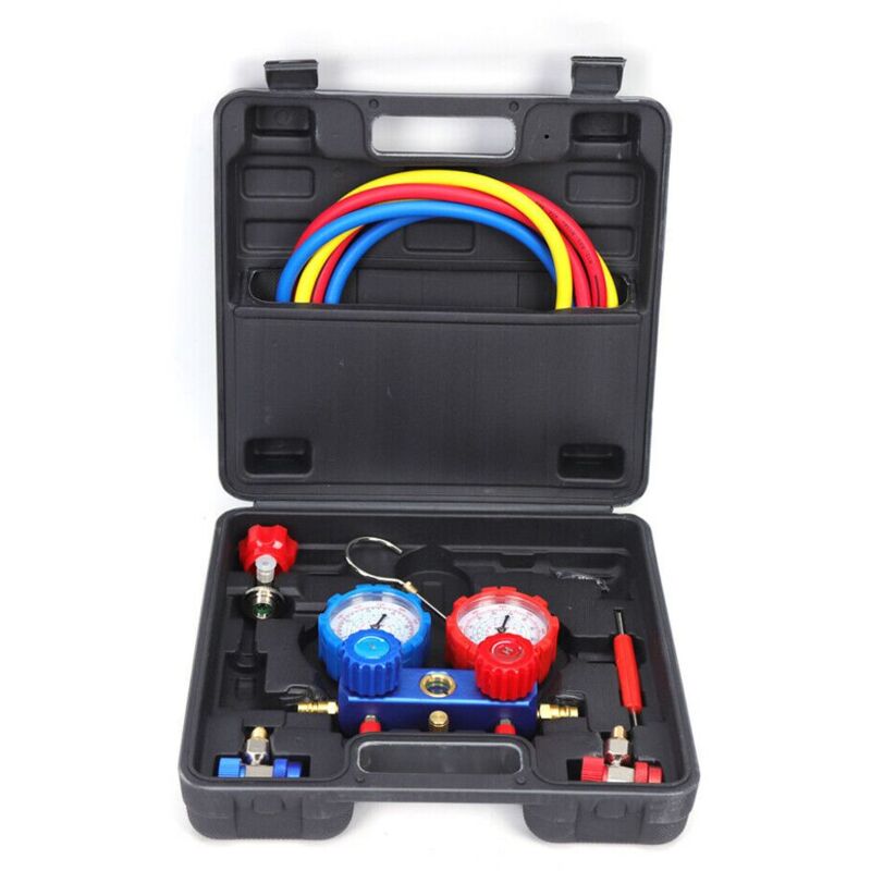 Manomètre de pression de climatisation à collecteur à 2 voies pour R134a R22 R12 R404A R410A R502 avec boîte - Ymyny