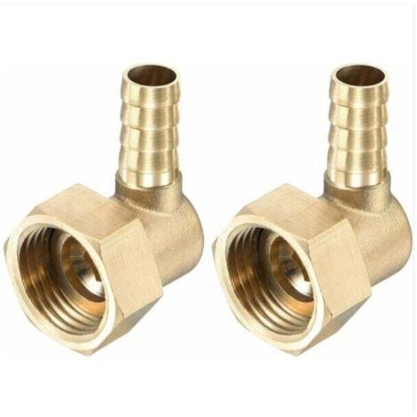 YMYNY Messing-Schlauchanschlussstück, Winkelstück, 10 mm x G1/2 Innengewinde, Rohrverbinder mit Drehmutter für Wasser, Kraftstoff, Luft, 2 Stück