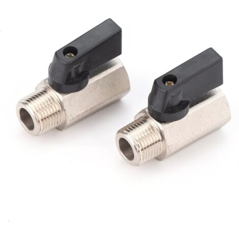YMYNY -Mini vanne à bille en laiton 3/8 « Male X3/8 »Female NPT Air Compressor Tubing Fitting 2PCS